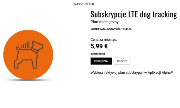 Śledź swojego psa za pomocą komórkowej technologii LTE, która zapewnia jeszcze większy zasięg wymagana subskrypcja dodatkowo płatna.
