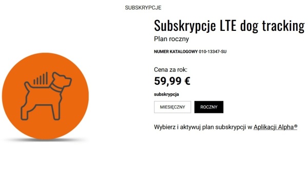 Śledź swojego psa za pomocą komórkowej technologii LTE, która zapewnia jeszcze większy zasięg wymagana subskrypcja dodatkowo płatna.