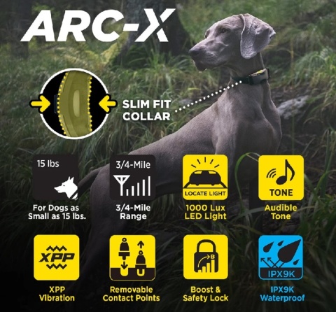 Niebieska Obroża elektryczna Dogtra ARC-X Stymulacja Sygnał dźwiękowy Wibracja Światło lokalizacji